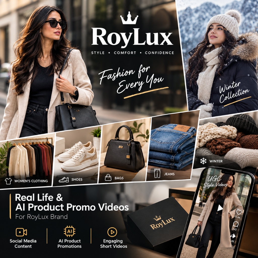 RoyLux Fashion Brand Content & AI Product Promotional Videos
